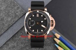 Men's Mechanical Watch Movement Counterclockwise Rotating Bezel Rose gold Case Black Rubber Strap Diving Mens Watches