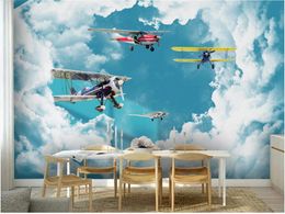 WDBH custom mural 3d photo wallpaper Blue sky and white clouds airplane children s decor living room wallpaper for walls 3 d WDBH custom mural 3d photo wallpaper Blue sky and white clouds airplane children s decor living room wallpaper for walls 3 d