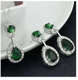 Оптово-зеленый цвет свадебные ювелирные наборы для женщин Bridal Silver Crystal Crystal Vintage Set