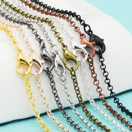 20 pcs - 18/24/30 Inch Rolo Chain Necklace, Closed Circle Link Necklace Chain - Silver/Rose Gold/Bronze/Copper/Gun Metal/Black