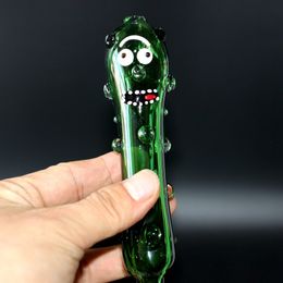 Cheapest Funny Pickle Smoking Glass Pipe Cucumber Heady tobacco Hand Pipes pyrex colorful spoon Smoking Accessories for Cute Christmas gift