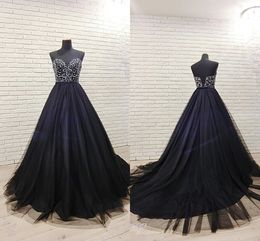 2019 Crystal Beading Sequin Prom Formal Dresses With A Train Strapless Open Back Tulle Party Dresses For Special Occasion Evening Gowns Long