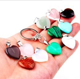 Fashion Shellfish Starfish Scales Natural Stone Spirit Pendulum Column Keychain For Woman Jewellery Christmas Gift