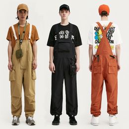 Strapback Mens New Designer Overalls Broadcloth Cargo Pants Loose Fit Casual Hip Hop Streetwear Fashion Pocket Polyester Cargo Tro301s