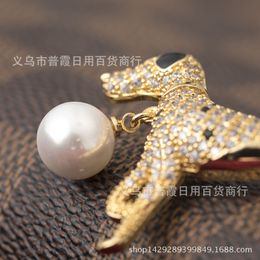 Fashion-Delicate Speckle Dog Brooch Lovely Hound Brooch Copper Micro Zircons Chest Flowered Dress Ornaments A911
