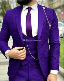 Handsome One Button Groomsmen Peak Lapel Groom Tuxedos Men Suits Wedding/Prom/Dinner Best Man Blazer(Jacket+Pants+Tie+Vest) 803