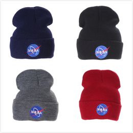 Tide brand 2024 Fashion NASA personality Wool Street dance knitting hat Europe and America outdoor Keep warm ski cap