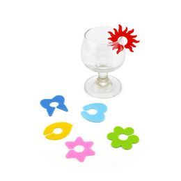 6pcs/set Wine Glass Marker Silicone Label Barware Accessories Wine Cup Recognizer for Party Supplies LX8727