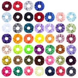 Soft Satin Hair Scrunchie Solid Grip Loop Holder Stretchy Hair Band Women Hair Accessories