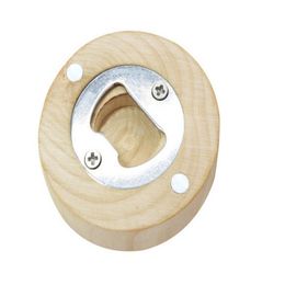 50pcs/lot Can customize Engraving logo Blank DIY Wooden Round Shape Bottle Opener Coaster Fridge Magnet Decoration