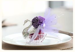 New Novelty Wedding Favour Boxes Acrylic silver Swan Wedding Gift Candy Favour Sweetbox Candy Package Wedding Favours holders SN2170