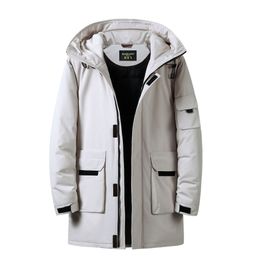 Rússia inverno espessamento homens com capuz pato branco jaqueta grossa quente quente casual corta-vento de carga casacos Outwear -30 graus T190912