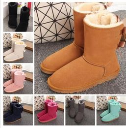 HOT WGG Women boots Short Mini Classic Knee Tall Winter Snow Boots Designer Bailey Bow Ankle Bowtie Black Grey chestnut red 36-44