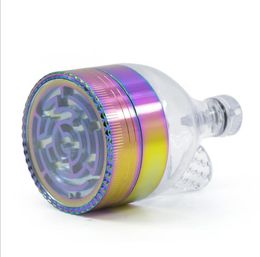 63MM Labyrinth Zinc Alloy 3-Layer Funnel Rainbow Smoke Grinder