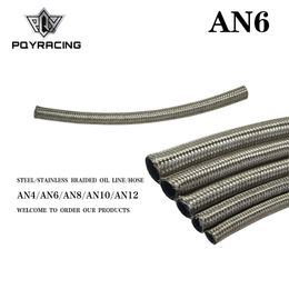 PQY - AN6 6AN AN-6 (8.6MM / 11/32" ID) STAINLESS STEEL BRAIDED FUEL OIL WATER HOSE ONE FEET 0.3M PQY7112-1