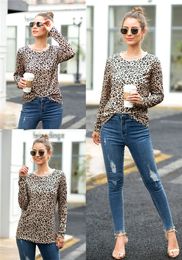 New Women T-shirt Long Sleeve Patchwork Travel Casual T Shirt Round Neck Tops Leopard Print Shirts Designer Club Wear Kink Blouse Hot Style