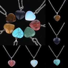 Wholesale Crystal Turquoise Natural Stone Peach Hearts Pendant Necklace Dangle Love Heart Multistyle Charm Necklace Choker Chain Jewelry