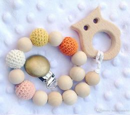 Baby Play Gym Chew Crochet Round Wooden teething beads Candy Ball Knit inside wood Shower Gift Bed Toys Newborn Teether rattles 20pcs YE018