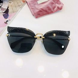 Luxury-brand glasses SMU56 frameless charming cat eye sunglasses for womens trend avant-garde style uv400 lens top quality eyewear