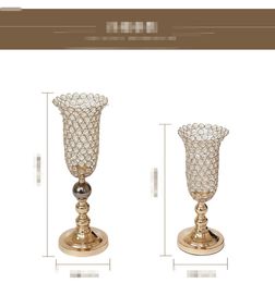 new style Gold Candle Holders Flower Vase Candlestick Wedding Decoration Table Centerpieces Flower Rack Road Lead best0891