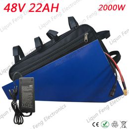 US EU no tax 48V 22ah Triangle Lithium Battery Pack with Charger with 5A charger 48v Electric Bicycle Battery and Triangle bag.