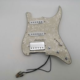 China Made SSH Alnico Single coil Vintage Pearl White Guitar Pickups Pickguard Wiring Harness