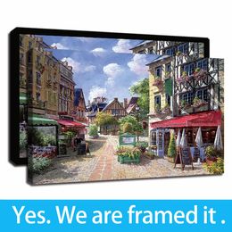 Ancient Paris The Street Oil Paintings Giclee Canvas Prints Framed Artwork Landscape Pictures Printed on Canvas Wall Art for Home Decor