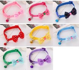 Pet polypropylene bow collar bell cat collar dog dog collar cat button 60pcs/lot W1276