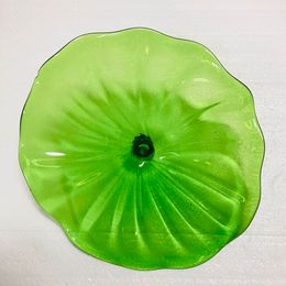 Murano Glass Flower Wave Wall Art Hanging Plates Indoor Wall Decor Plates for Home Hotel Cafe House Green Colour
