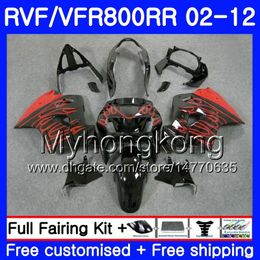 Kit For HONDA Interceptor VFR800RR 02 08 09 10 11 12 Red flames hot 258HM.36 VFR 800RR 800R VFR800 RR 2002 2008 2009 2010 2011 2012 Fairing