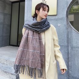 Wholesale-Winter new houndstooth ladies scarf cashmere warm shawl tassel long section thickening student scarf Christmas luxury gifts