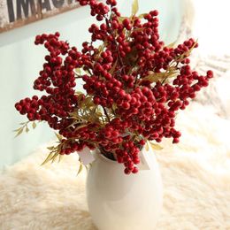 1 pcs artificial berry party festive green bean foam flowers home decor small fake flowers bacca fruit branch decoration accessories plan