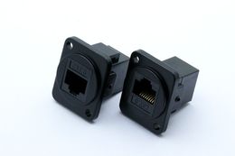 Freeshipping 50pcs RJ45 Connector CAT.6 D type metal material panel mount chassis RJ45 Female Socket