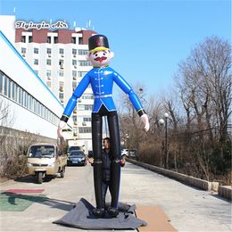 Outdoor Parade Performance Props Walking Inflatable Dummy Figure Puppet 3.5m Blue Blow Up Soldier Marionette For Event