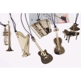 Guitar musical instrument bookmarks 6 exquisite style art lanyard metal creative fashion personality design reading book clip