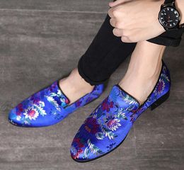 New trend designer Men national flower flats Dress elegance gentleman Shoes Male Wedding Homecoming Evening Groom Prom shoes