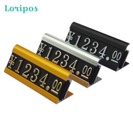 Digital Metal Price Plate Price Display Stand Aluminium Frame Plastic Jewellery Pricing Cubes Number Block Black Silvery Gold Cube