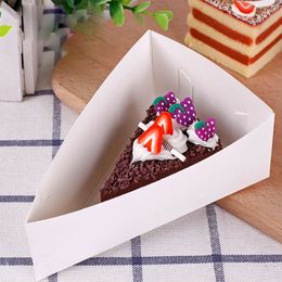 White Cardboard Mousse Cake Holder Tray Slice Small Pastry Cake Baking Box Cheese Dessert Packing Box