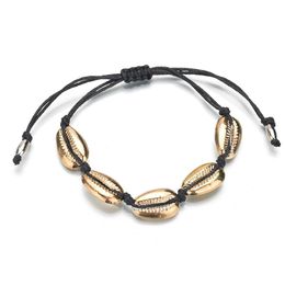 2019 popular Metal alloy Shell Bracelet Full Weaved Handmade Beads Bracelet Jewelry Accessories Female Rope Chain