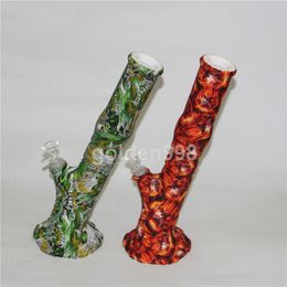 Silicone Bong Mini Silicone Dab Rig Water Pipes Bong 13.5 inch Bubbler Camo Oil Rig Detachable Unbreakable Percolator Hookah with Glass Bowl