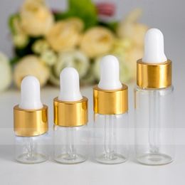 Amber Clear 1ml 2ml 3ml 5ml Glass Juice Bottles With Round Dropper Tip Empty Mini E Liquid Bottles 1200Pcs Free DHL Shipping