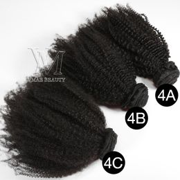 Brazilian Virgin 3Pcs Lot Afro Kinky Curly 4A 4B 4C Bundles Weft Deal 300g/lot 100% Tangle Free Real Human Hair Extensions