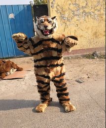 High-quality Real Pictures Deluxe tiger mascot costume animal fur Mascot Cartoon Character Costume Adult Size free shipping