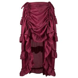 play Women Retro Plus Size S-6XL Victorian Gothic Steampunk Renaissance Ruffled Vintage Hi-lo Long Tiered Skirt Halloween Christmas Corset Skirt