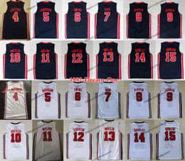 Mi08 1992 Team One Mens 7 Bird 9 Michael Basketball Jerseys Ewing Larry Patrick Scottie Pippen Mullin Robinson Drexler Laettner Stockton Malone Johnson Barkley Shir