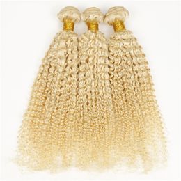 Irina Beauty brazilian curly hair extensions #613 blonde russian hair 3pcs lot 8-32inch afro kinky curly hair weaves