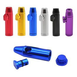 Bullet Rocket Shape Snuff Snorter Pipe Aluminium Alloy metal Sniff Dispenser Nasal Tube Sniffer Tobacco Herb Straw Smoking Accessories