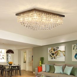 New Design Modern Rectangle Crystal Chandelier Ceiling Lights Luxury Black Stainless Steel Chandeliers Lighting Led For Living Room Bedroom