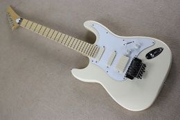 Factory Custom Milk White Electric Guitar with Maple Fingerboard,Chrome Hardwares,White Pickguard,Can be Customized