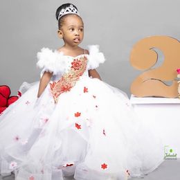 Spetskristaller Flower Spaghetti Ball Gown Tulle Little Girl Wedding Bill Communion Pageant Dresses Gowns F3215